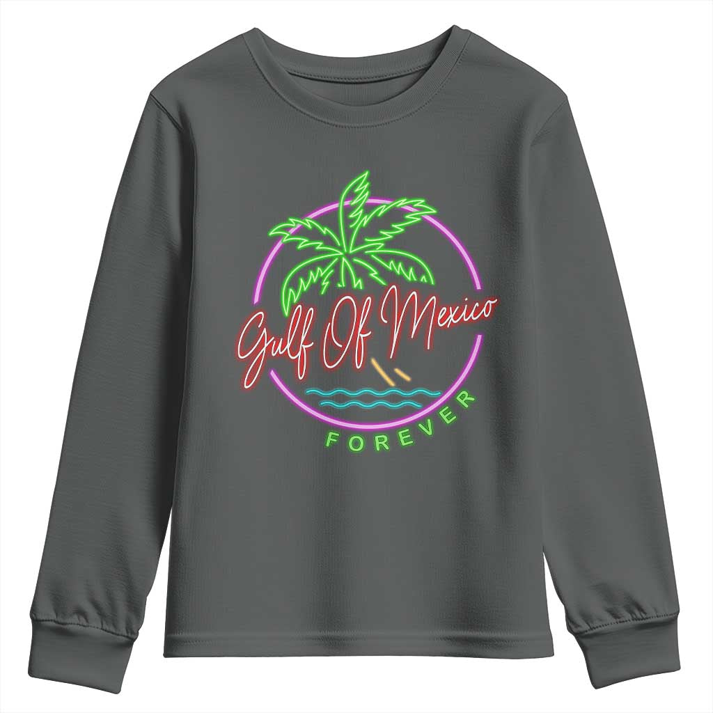 Gulf Of Mexico Forever Youth Sweatshirt Beach Coconut Palm Tree Neon Light TS11 Dark Heather Print Your Wear