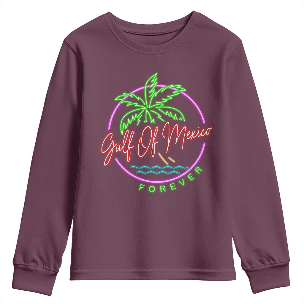 Gulf Of Mexico Forever Youth Sweatshirt Beach Coconut Palm Tree Neon Light TS11 Maroon Print Your Wear