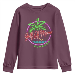 Gulf Of Mexico Forever Youth Sweatshirt Beach Coconut Palm Tree Neon Light TS11 Maroon Print Your Wear