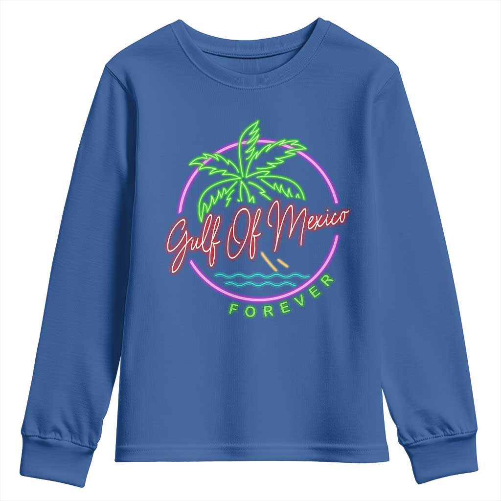 Gulf Of Mexico Forever Youth Sweatshirt Beach Coconut Palm Tree Neon Light TS11 Royal Blue Print Your Wear