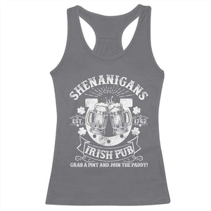 Funny Shenanigans Irish Pub Grab A Pint And Join The Paddy Racerback Tank Top Irish Beer TS11 Charcoal Print Your Wear