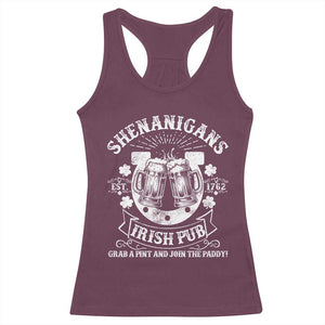 Funny Shenanigans Irish Pub Grab A Pint And Join The Paddy Racerback Tank Top Irish Beer TS11 Maroon Print Your Wear