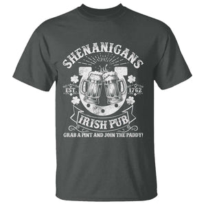Funny Shenanigans Irish Pub Grab A Pint And Join The Paddy T Shirt Irish Beer TS11 Dark Heather Print Your Wear