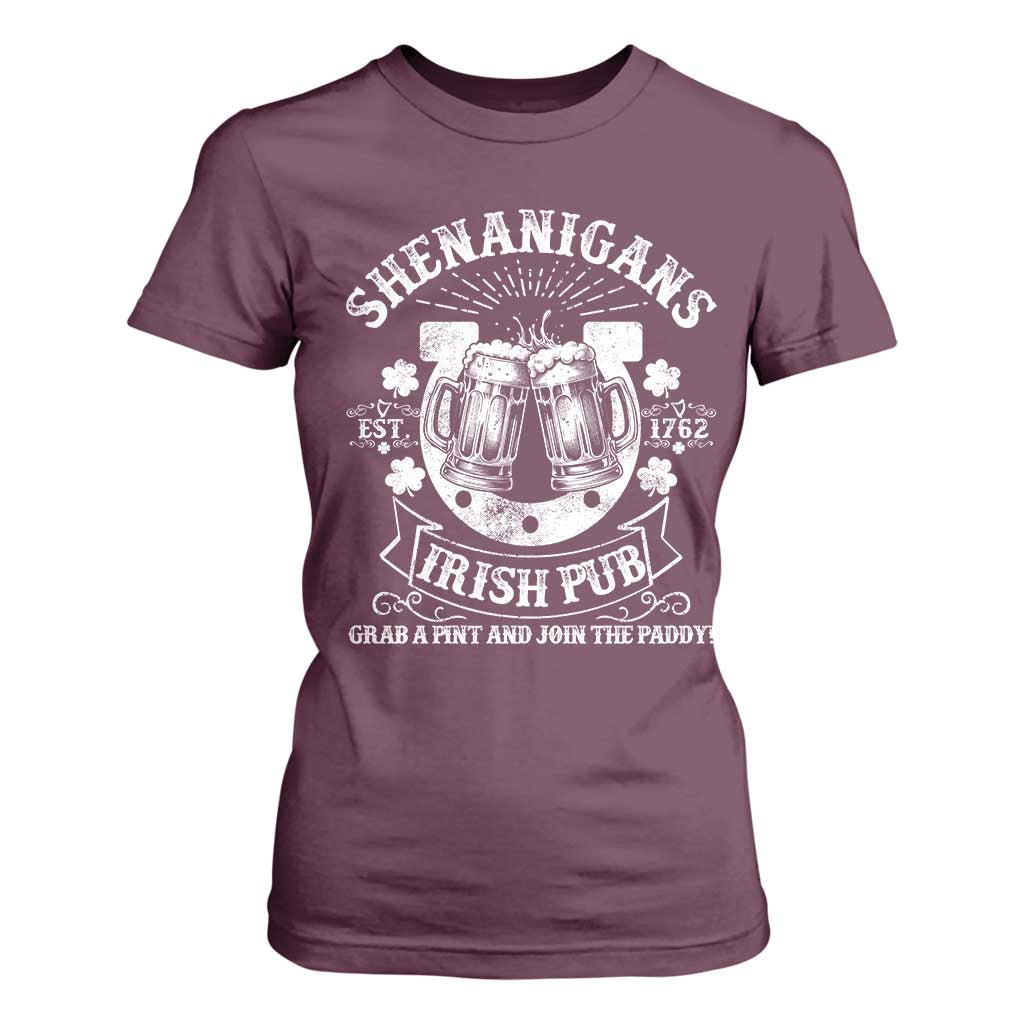 Funny Shenanigans Irish Pub Grab A Pint And Join The Paddy T Shirt For Women Irish Beer TS11 Maroon Print Your Wear