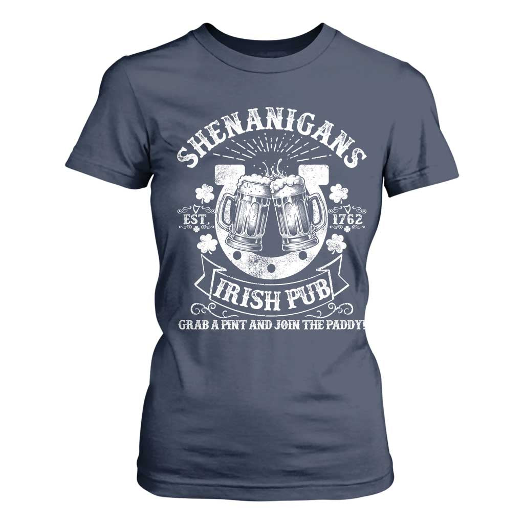 Funny Shenanigans Irish Pub Grab A Pint And Join The Paddy T Shirt For Women Irish Beer TS11 Navy Print Your Wear