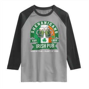 Funny St Patrick's Day Beer Drinking Raglan Shirt Shenanigans Irish Pub Have No Fear Plenty Of Beer TS11 Sport Gray Black Print Your Wear