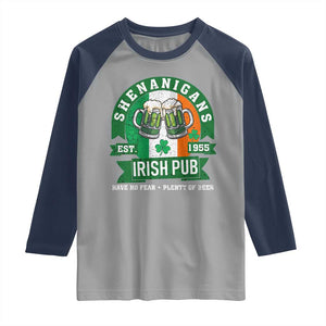 Funny St Patrick's Day Beer Drinking Raglan Shirt Shenanigans Irish Pub Have No Fear Plenty Of Beer TS11 Sport Gray Navy Print Your Wear