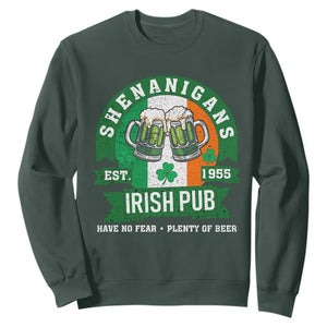 Funny St Patrick's Day Beer Drinking Sweatshirt Shenanigans Irish Pub Have No Fear Plenty Of Beer TS11 Dark Forest Green Print Your Wear