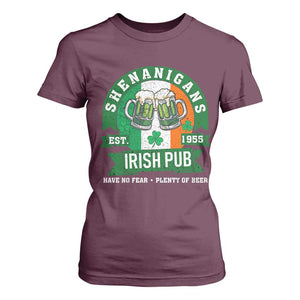 Funny St Patrick's Day Beer Drinking T Shirt For Women Shenanigans Irish Pub Have No Fear Plenty Of Beer TS11 Maroon Print Your Wear