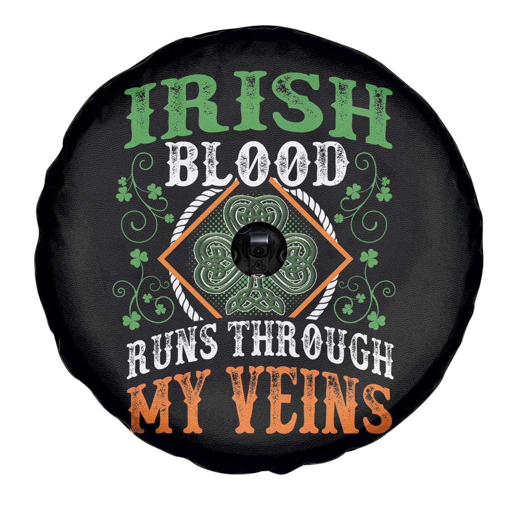 Funny Irish Blood Runs Through My Veins Spare Tire Cover Irish Pride Shamrock TS11 Print Your Wear