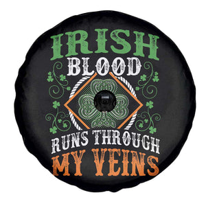 Funny Irish Blood Runs Through My Veins Spare Tire Cover Irish Pride Shamrock TS11 Print Your Wear