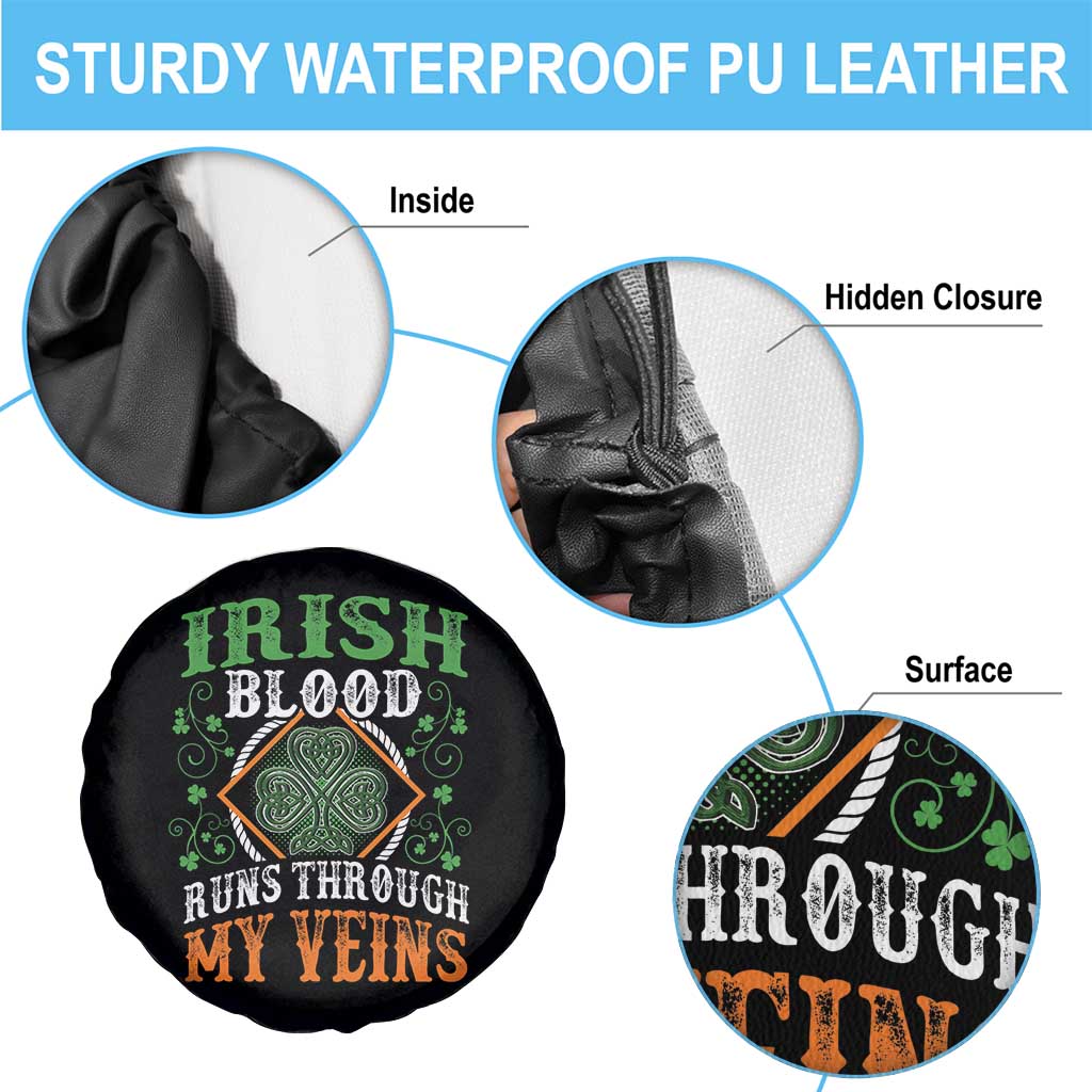 Funny Irish Blood Runs Through My Veins Spare Tire Cover Irish Pride Shamrock TS11 Print Your Wear