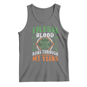 Funny Irish Blood Runs Through My Veins Tank Top Irish Pride Shamrock TS11 Black Heather Print Your Wear