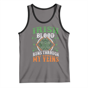 Funny Irish Blood Runs Through My Veins Tank Top Irish Pride Shamrock TS11 Deep Heather Black Print Your Wear
