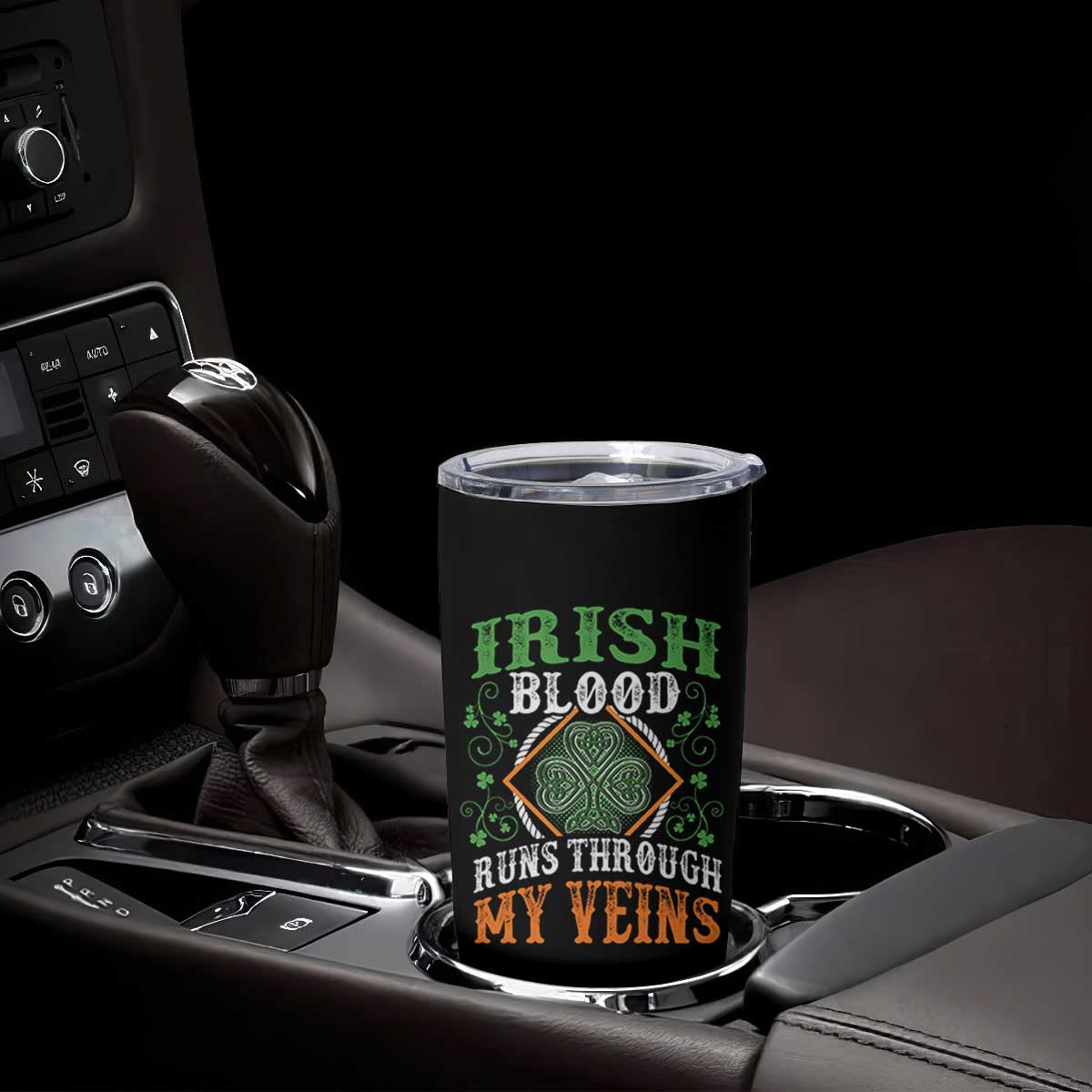 Funny Irish Blood Runs Through My Veins Tumbler Cup Irish Pride Shamrock TS11 Print Your Wear