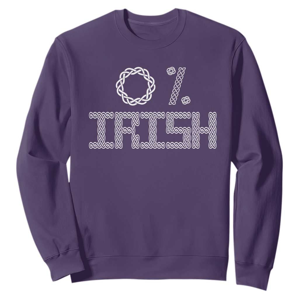 Funny St Patrick's Day 0% Irish Sweatshirt Celtic Knot TS11 Purple Print Your Wear