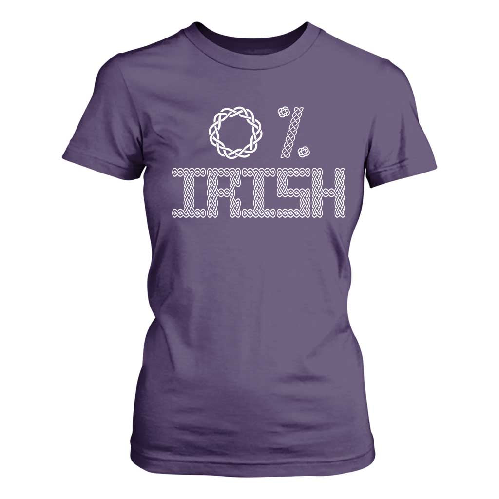 Funny St Patrick's Day 0% Irish T Shirt For Women Celtic Knot TS11 Purple Print Your Wear