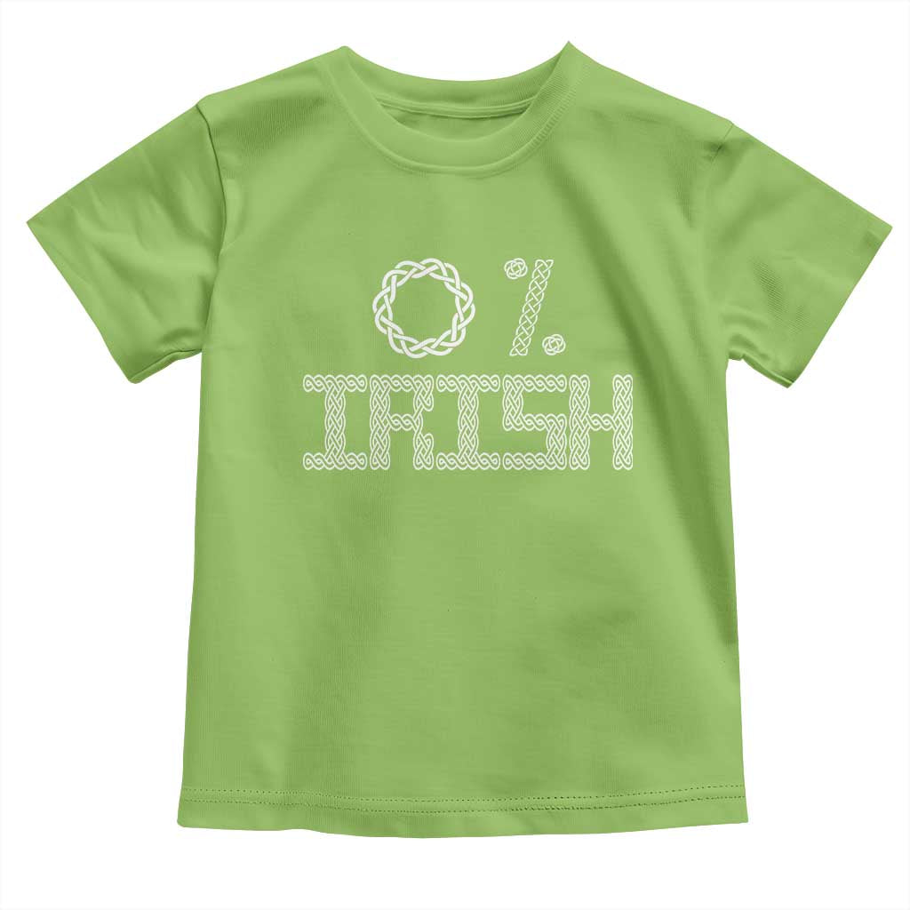 Funny St Patrick's Day 0% Irish Toddler T Shirt Celtic Knot TS11 Lime Print Your Wear