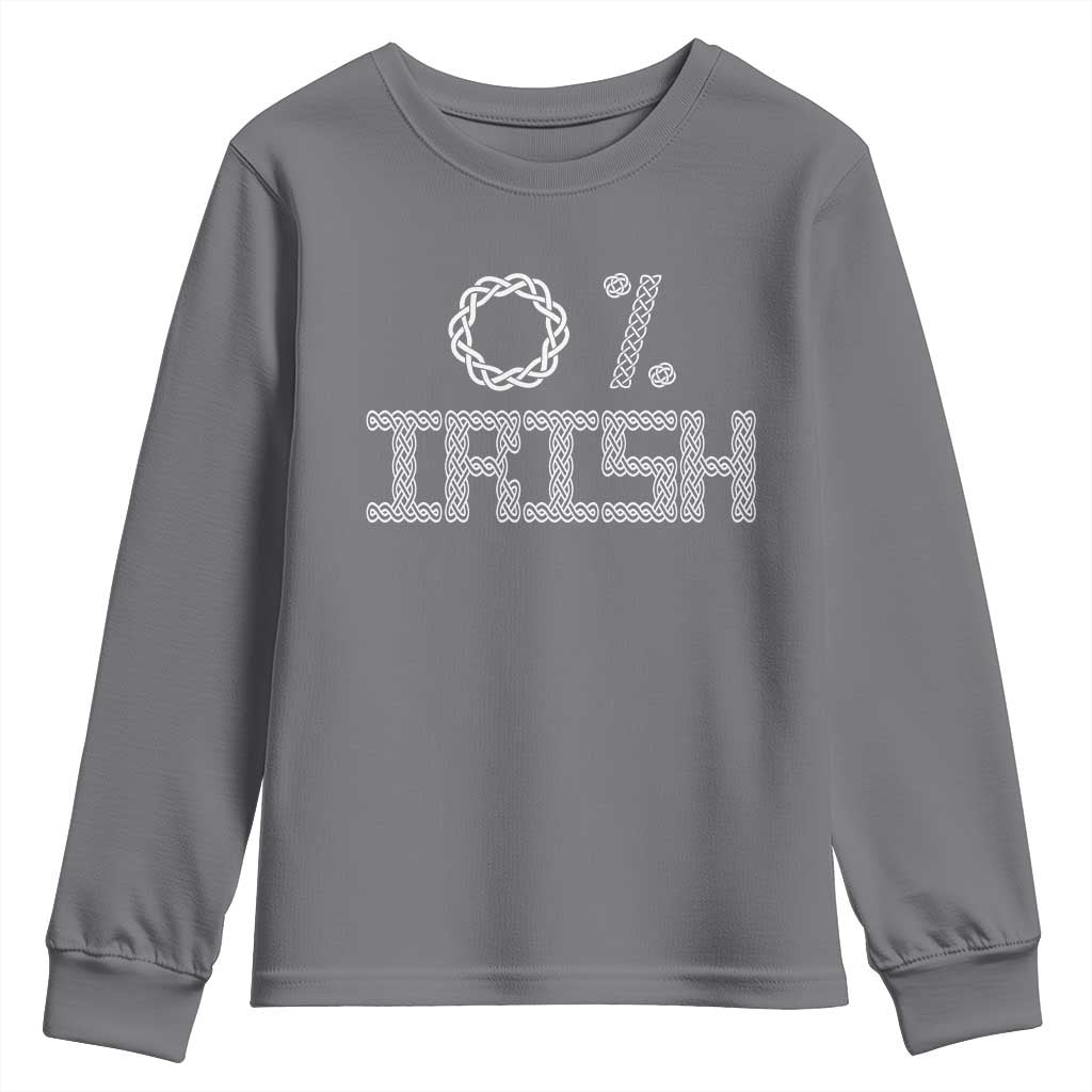 Funny St Patrick's Day 0% Irish Youth Sweatshirt Celtic Knot TS11 Charcoal Print Your Wear