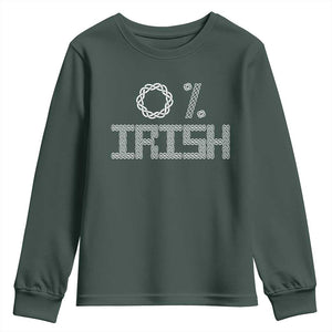 Funny St Patrick's Day 0% Irish Youth Sweatshirt Celtic Knot TS11 Dark Forest Green Print Your Wear
