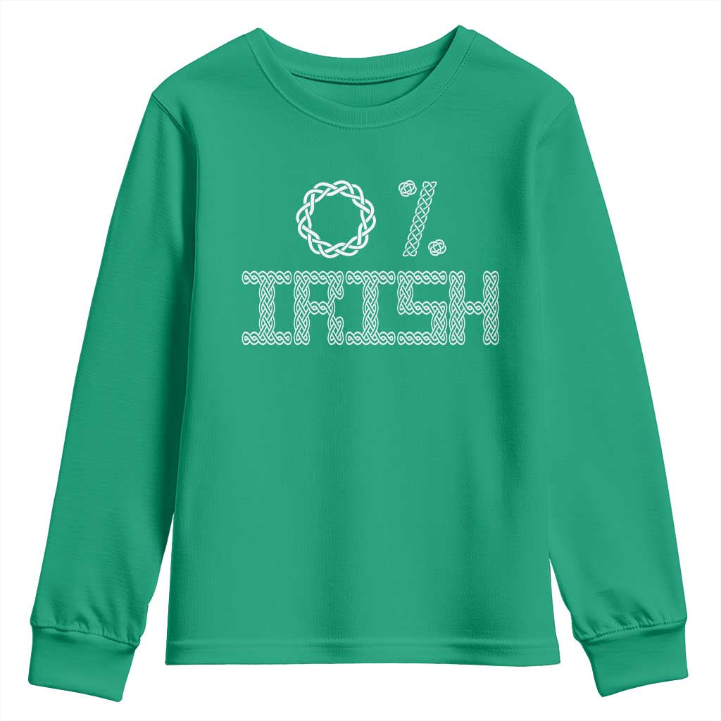 Funny St Patrick's Day 0% Irish Youth Sweatshirt Celtic Knot TS11 Irish Green Print Your Wear