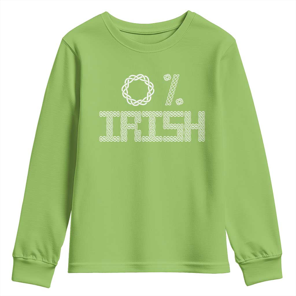 Funny St Patrick's Day 0% Irish Youth Sweatshirt Celtic Knot TS11 Lime Print Your Wear
