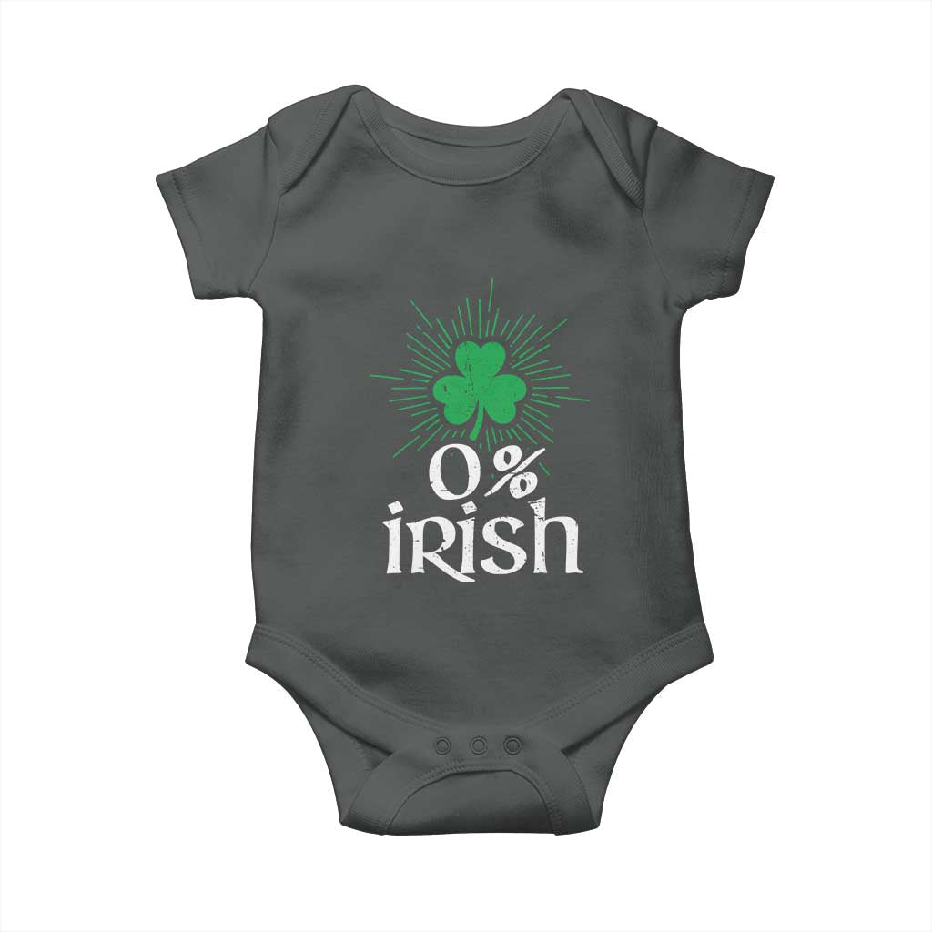 Funny 0% Irish St Patrick's Day Baby Onesie Vintage Shamrock TS11 Dark Heather Print Your Wear