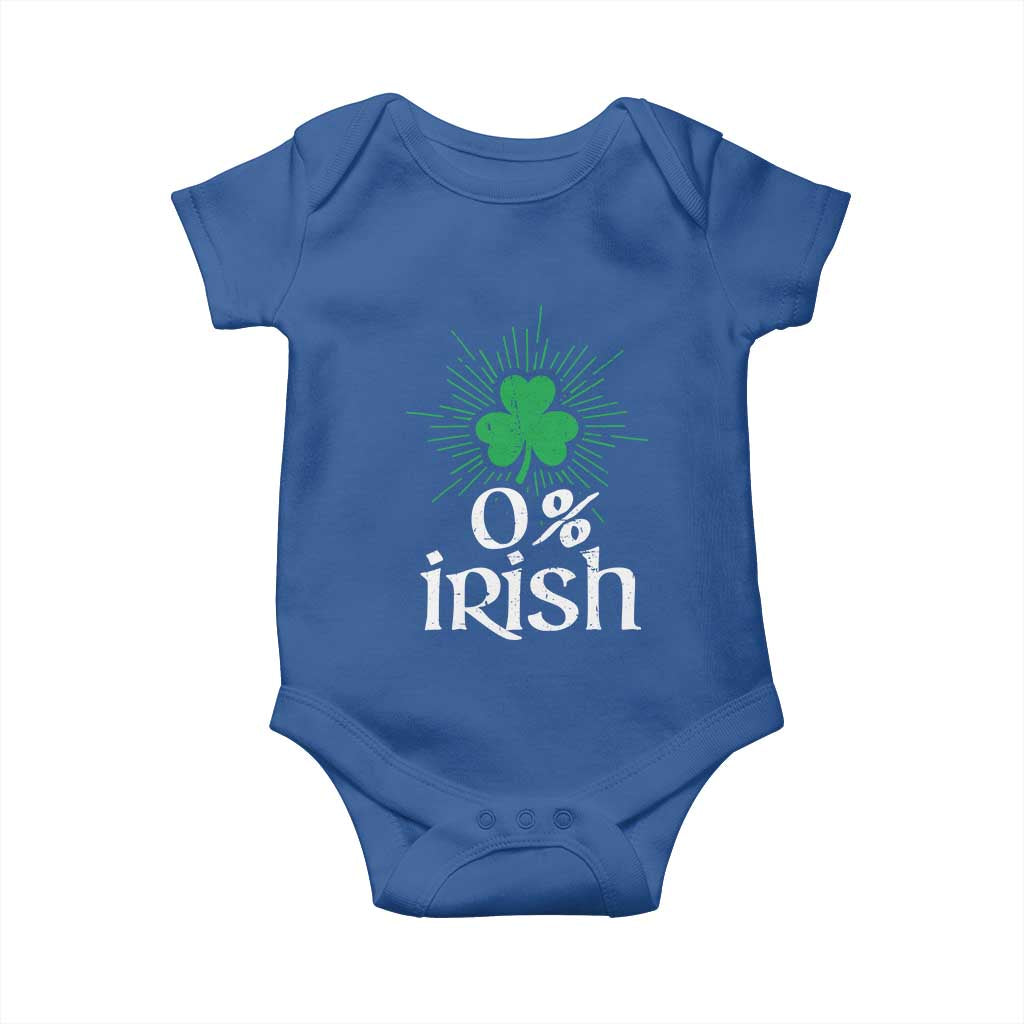 Funny 0% Irish St Patrick's Day Baby Onesie Vintage Shamrock TS11 Royal Blue Print Your Wear
