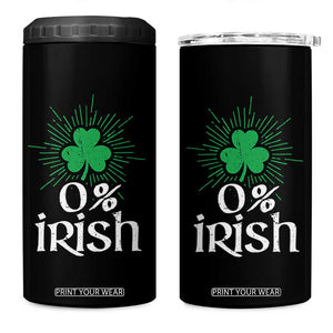 Funny 0% Irish St Patrick's Day 4 in 1 Can Cooler Tumbler Vintage Shamrock TS11 One Size: 16 oz Black Print Your Wear