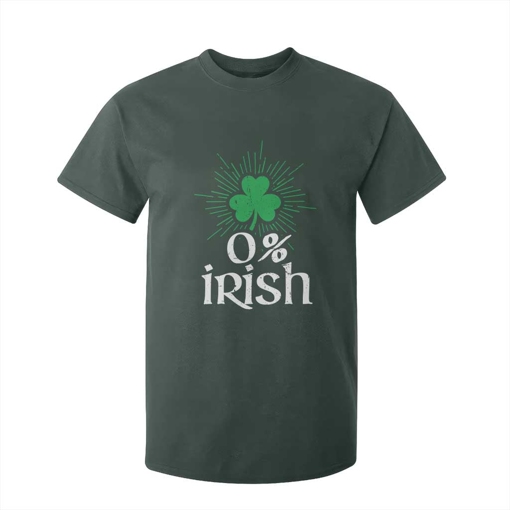 Funny 0% Irish St Patrick's Day T Shirt For Kid Vintage Shamrock TS11 Dark Forest Green Print Your Wear