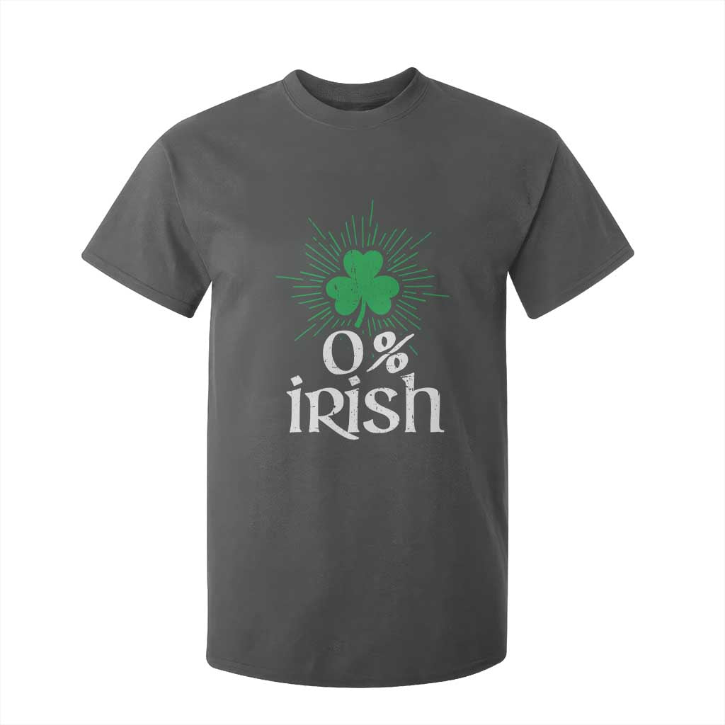 Funny 0% Irish St Patrick's Day T Shirt For Kid Vintage Shamrock TS11 Dark Heather Print Your Wear