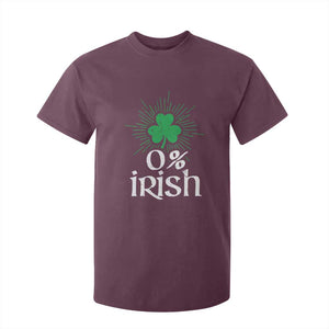 Funny 0% Irish St Patrick's Day T Shirt For Kid Vintage Shamrock TS11 Maroon Print Your Wear