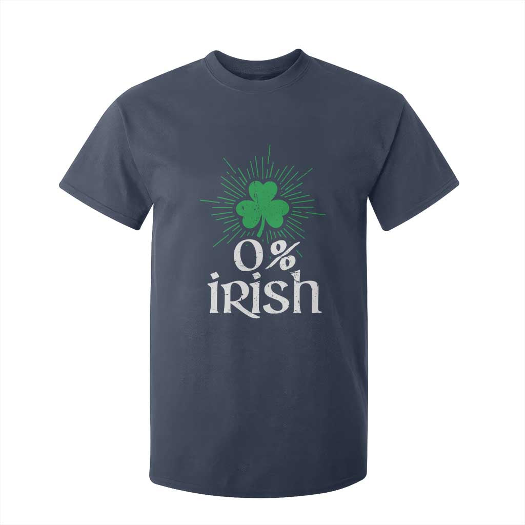 Funny 0% Irish St Patrick's Day T Shirt For Kid Vintage Shamrock TS11 Navy Print Your Wear