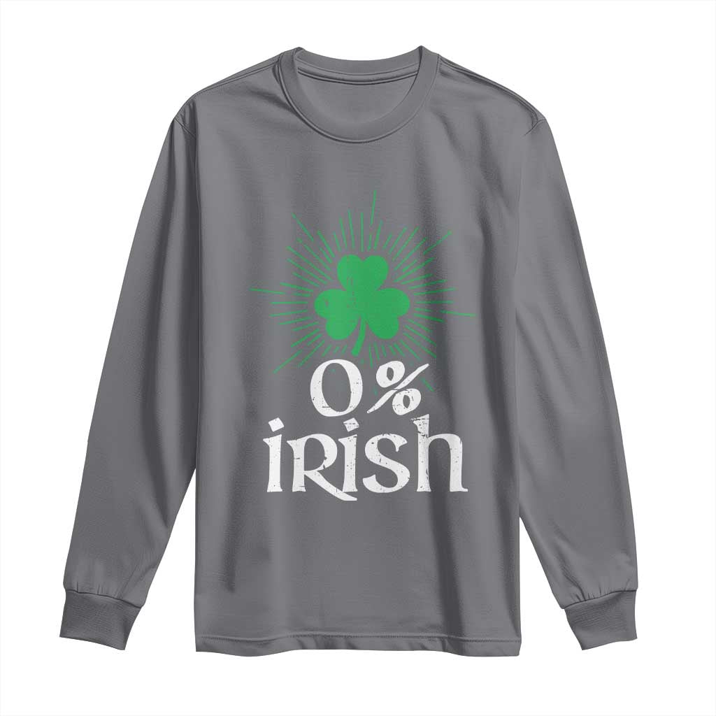 Funny 0% Irish St Patrick's Day Long Sleeve Shirt Vintage Shamrock TS11 Charcoal Print Your Wear