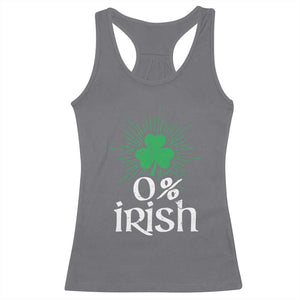 Funny 0% Irish St Patrick's Day Racerback Tank Top Vintage Shamrock TS11 Charcoal Print Your Wear