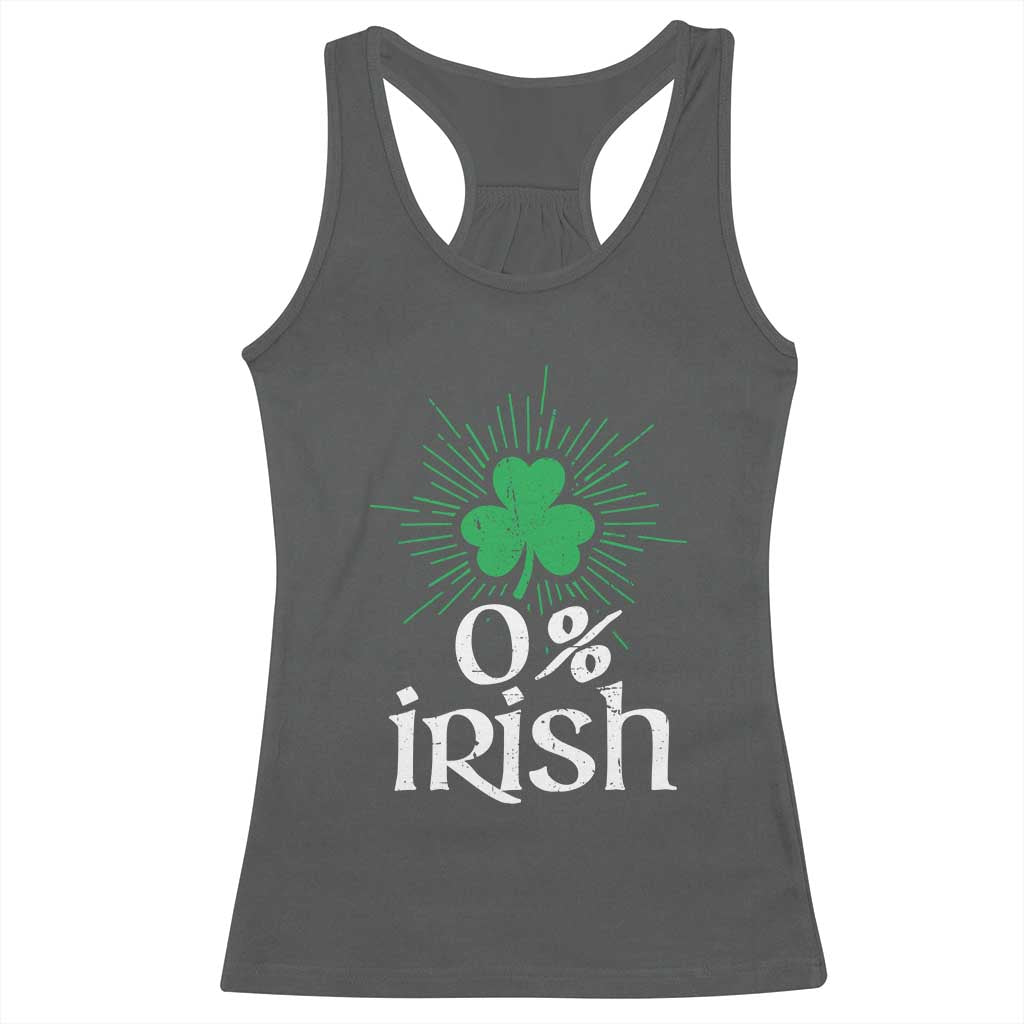 Funny 0% Irish St Patrick's Day Racerback Tank Top Vintage Shamrock TS11 Dark Heather Print Your Wear
