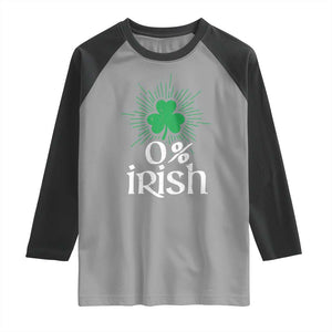 Funny 0% Irish St Patrick's Day Raglan Shirt Vintage Shamrock TS11 Sport Gray Black Print Your Wear
