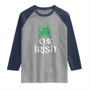 Funny 0% Irish St Patrick's Day Raglan Shirt Vintage Shamrock TS11 Sport Gray Navy Print Your Wear