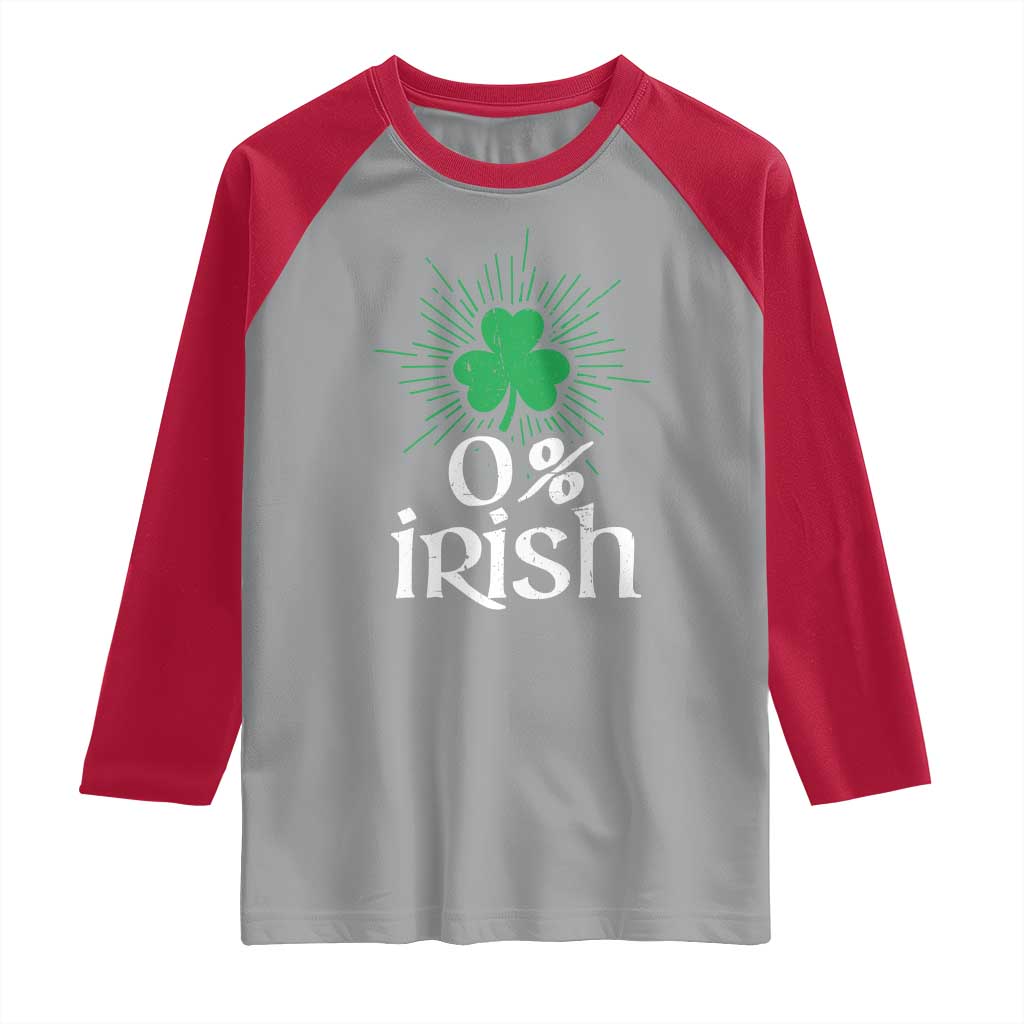 Funny 0% Irish St Patrick's Day Raglan Shirt Vintage Shamrock TS11 Sport Gray Red Print Your Wear