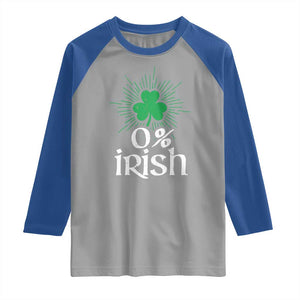 Funny 0% Irish St Patrick's Day Raglan Shirt Vintage Shamrock TS11 Sport Gray Royal Print Your Wear