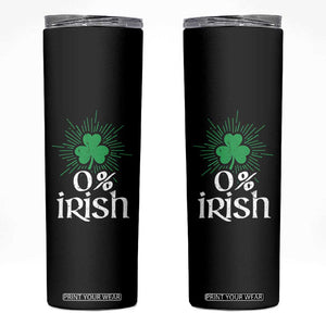 Funny 0% Irish St Patrick's Day Skinny Tumbler Vintage Shamrock TS11 Black Print Your Wear