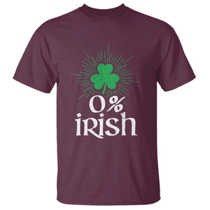 Funny 0% Irish St Patrick's Day T Shirt Vintage Shamrock TS11 Maroon Print Your Wear