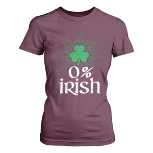 Funny 0% Irish St Patrick's Day T Shirt For Women Vintage Shamrock TS11 Maroon Print Your Wear