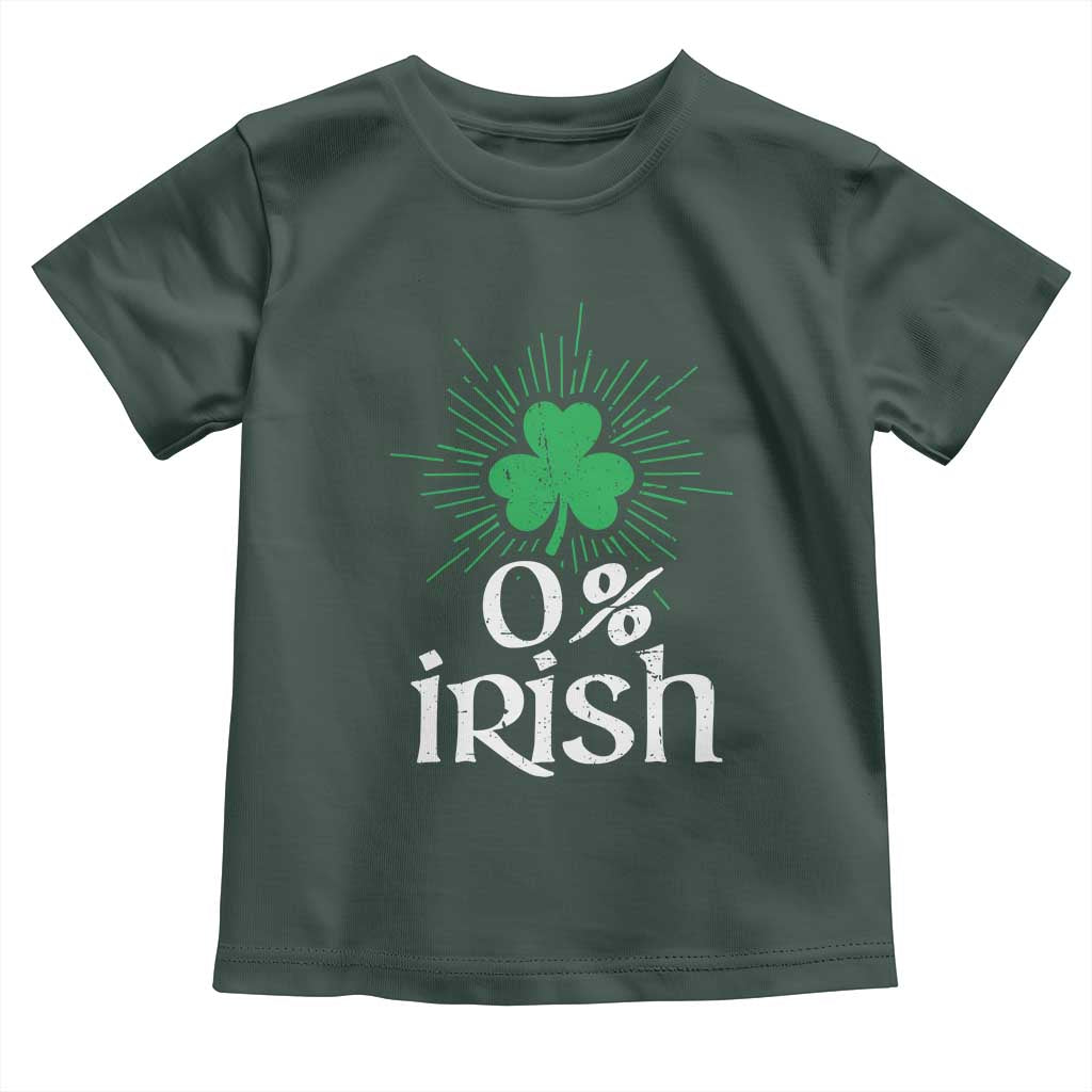 Funny 0% Irish St Patrick's Day Toddler T Shirt Vintage Shamrock TS11 Dark Forest Green Print Your Wear