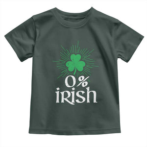Funny 0% Irish St Patrick's Day Toddler T Shirt Vintage Shamrock TS11 Dark Forest Green Print Your Wear