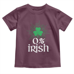 Funny 0% Irish St Patrick's Day Toddler T Shirt Vintage Shamrock TS11 Maroon Print Your Wear