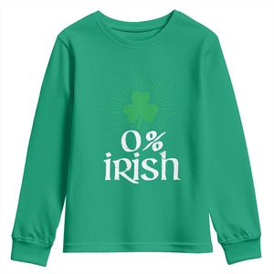 Funny 0% Irish St Patrick's Day Youth Sweatshirt Vintage Shamrock TS11 Irish Green Print Your Wear