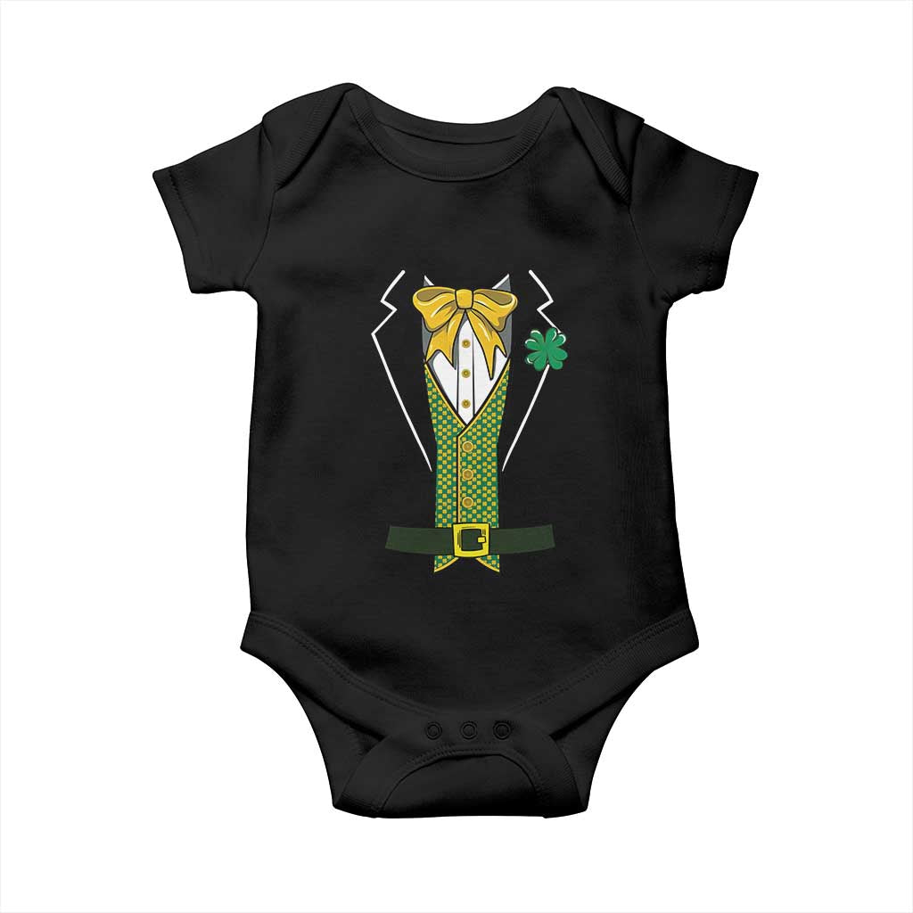 Funny St Patrick's Day Leprechaun Cosplay Tuxedo Baby Onesie TS11 Black Print Your Wear