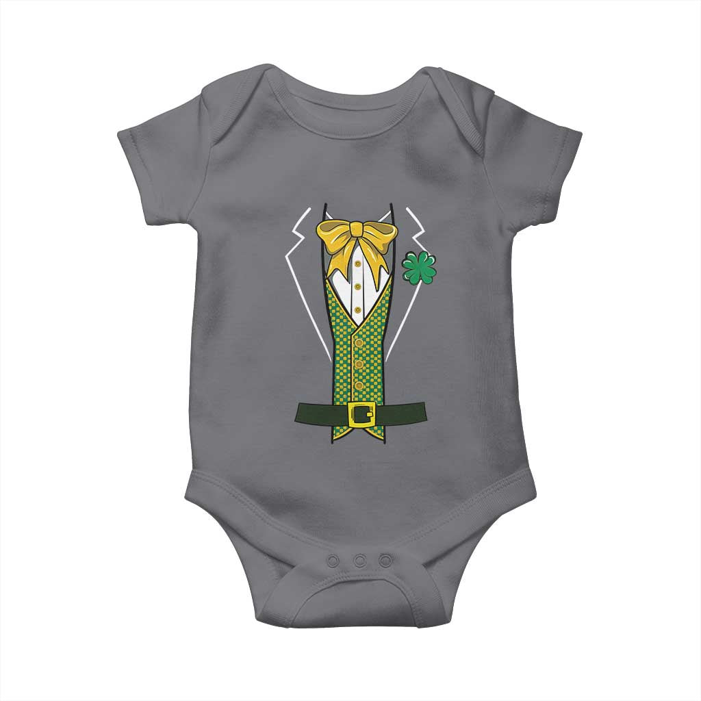 Funny St Patrick's Day Leprechaun Cosplay Tuxedo Baby Onesie TS11 Charcoal Print Your Wear