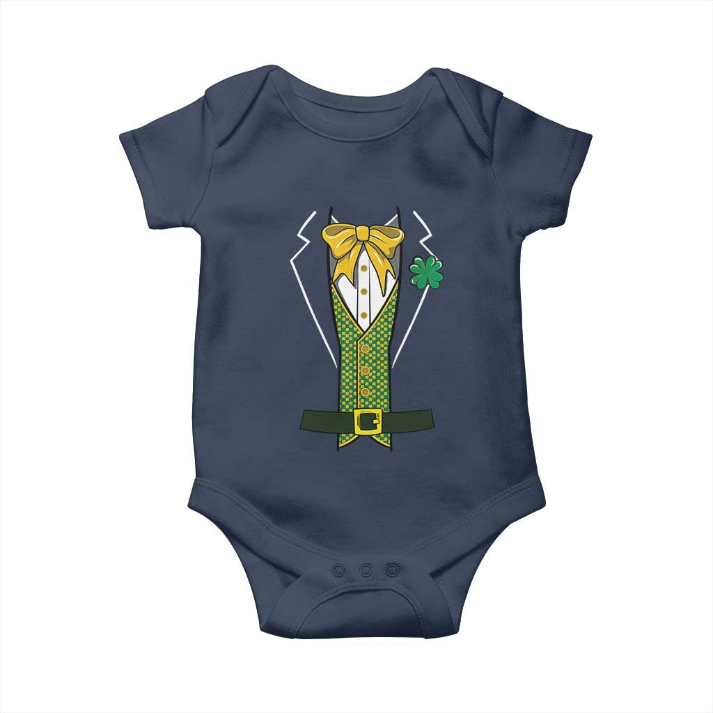 Funny St Patrick's Day Leprechaun Cosplay Tuxedo Baby Onesie TS11 Navy Print Your Wear